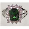Image 1 : 3313 - WHITE GOLD PLATED EMERALD AND TOPAZ RING SIZE 6