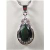 Image 1 : 2800 - 14K WHITE GOLD PLATED PENDANT NECKLACE W/ WHITE TOPAZ & EMERALD