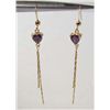 Image 1 : 2851 - PAIR OF 14K GOLD PLATED EARRINGS W/ PURPLE AMETHYST