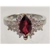 Image 1 : 3215 - SILVER RASPBERRY PINK RHODOLITE GARNET & TOPAZ RING MARKED .925