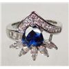 Image 1 : 3332 - WHITE GOLD PLATED SAPPHIRE AND TOPAZ RING SIZE 8