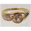 Image 1 : 2706 - 14K GOLD PLATED RING W/ PINK SAPPHIRE & WHITE TOPAZ - SIZE 8