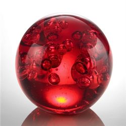 ART GLASS RED BUBBLE SPHERE 3" DIA