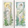 Image 1 : Lot 540: French Art Nouveau Silk Decorative Panel Posters