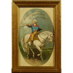 FRAMED VINTAGE PRINT OF GEORGE WASHINGTON ON HORSEBACK