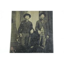 ET0523120033 TIN TYPE 2 YOUNG MEN WITH CIGARS 3.5 X 2.5