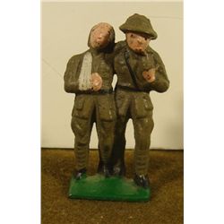 1930'S DOUGHBOY WITH WOUNDED COMRADE DIECAST GREY IRON