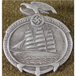 NAZI NAVY MEDAL W/TALL SHIP-PINBACK MKD ZIEMER & SOHNE