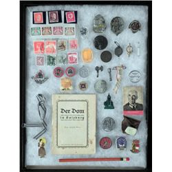 LARGE COLLECTION OF NAZI WWII MILITARIA IN CASE