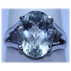 22.40 CTW GREEN AMETHYST RING .925 STERLING SILVER