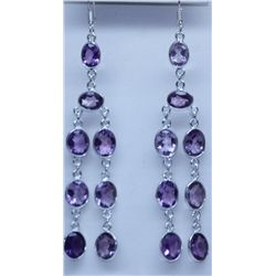 28.75 CTW AMETHYST EARRINGS .925 STERLING SILVER