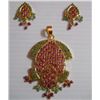 Image 1 : 105.0 CTW GOLD PLATED EMERALD/RUBY SET