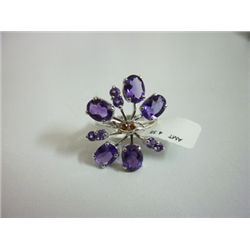 NATURAL 30.75 CTW  AMETHYST RING .925 STERLING SILVER
