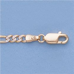 Genuine 16" 14k  Gold-Yellow 3.0mm Rhod Figaro Chain