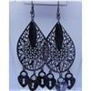 Image 1 : 26.05 CTW BLACK STEEL DANGLING EARRING