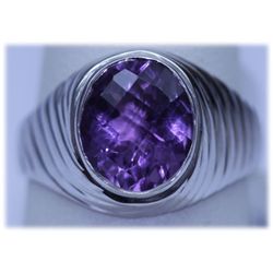 27.00 CTW AMETHYST RING .925 STERLING SILVER