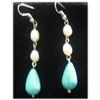 Image 1 : CHANDELIER 2-PC WHITE PEARL AND BLUE TURQUOISE