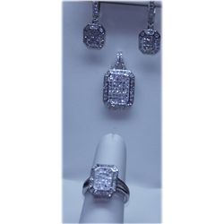 53.60  CTW MICRO PAVE CZ EARRING, RING,PENDANT SET .925