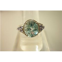 28.00 CTW BLUE TOPAZ an TANZANITE cut fine ring .925 ST