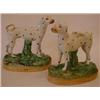A Pair of Dalmatian Dogs Standing, on a naturalistic bases (some restoration), 16 cm, (2)  See il...