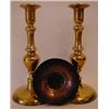 Image 1 : A Pair of 19th Century Brass Ejector Candlesticks, a brass charger, a Newlyn hammered bowl, 10 cm...