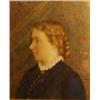 Image 1 : Victorian School, late 19th century, bust portrait of a lady, with her hair in a bun, watercolour...