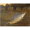 Image 1 : A*** Roland Knight, Grayling Fishing - bringing him in, oil on canvas signed, inscribed verso, 19...