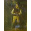 Image 1 : *** Knous, a young boy standing with his hands in his waistcoat, with chickens behind, signed, oi...