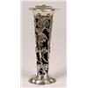 Image 1 : A Silver Vase, pierced iris and scrolling foliage, with a green glass liner, Goldsmiths & Silvers...
