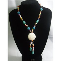 350CTW HOWLITE,MULTICOLOR PEARL AND BLUE TURQUOISE NECK