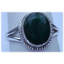27.95 CTW EMERALD  RING .925 STERLING SILVER