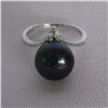 Image 1 : BLACK PEARL 3-STONE CZ RING; AUTHENTIC PHILIPPINE PEARL