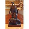 Image 1 : DDSM342 Charming Penguin Pair~ Bronze Sculpture 14 1/2