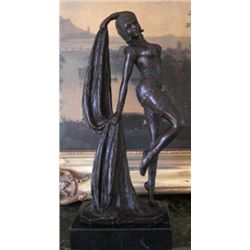 Alluring Bronze Sculpture Vegas Show Girl Art Deco