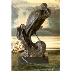 Beautiful Bronze Sculptre Heron Wet Lands Wading Bird