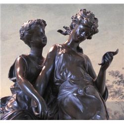 Charming Bronze Sculpture Victorian Sisters