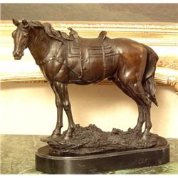 Gorgeous Bronze Sculpture Saddled Horse