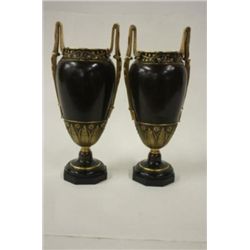 Pair 19th Century Mixed Metal Urns