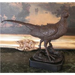 Splendid Bronze Sculpture Pheasant Bird