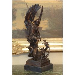 Huge Bronze Saint Michael Dragon Slayer