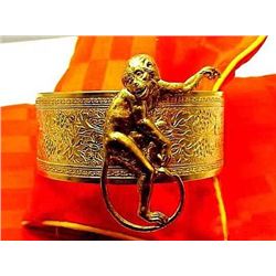 Vintage Art Nouveau Brass Womens Cuff / Bangle Monkey B