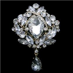 Swarovski Crystal Flower Pendant Brooch Pin