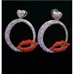Swarovski Crystal Hoop and Kisses Peirced Earrings