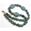 Image 1 : Intricate Green and Blue Detailed Ceramic Bead Necklace