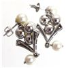 Image 2 : ET0503120057 14K WHITE GOLD PEARL EARRINGS W/DIAMOND AC