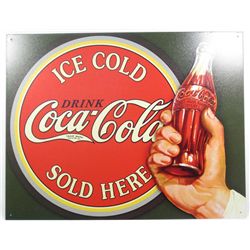 10039 - COCA COLA SOLD HERE METAL SIGN
