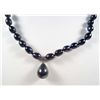 Image 1 : 10549 - BLACK TAHITIAN PEARL NECKLACE W/ SHELL PEARL DROP