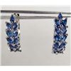 Image 1 : 9630 - 18K WHITE GOLD PLATED SAPPHIRE HOOP EARRINGS