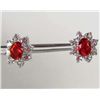 Image 1 : 9634 - 18K WHITE GOLD PLATED RUBY & TOPAZ STUD EARRINGS