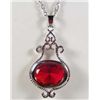 Image 1 : 9374 - WHITE GOLD PLATED RUBY  NECKLACE